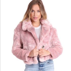 Free People Mena Faux Fur Jacket in Pink